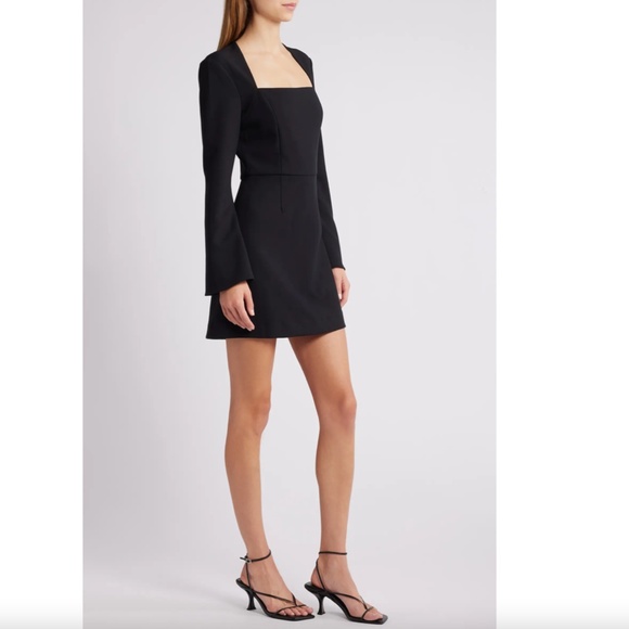 NEW FRENCH CONNECTION Black WHISPER Bell Sleeve SQUARE NECK Mini DRESS US 8 - Picture 15 of 16